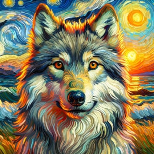 Okarina Diamond Art Kits for Adults & Beginners, Wolf Diamond Painting Kit