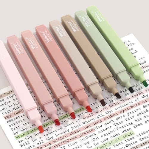 Vitoler Highlighters Assorted Colors,No Bleed Bible Chisel Tip 8pcs | Aesthetic,Cute Pastel,high quality for bible study,books,journal,writing,school office