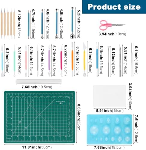 Polymer Clay Tools, Acrylic Roller Pin, Clay Sculpting Tools for Ceramic Craft, Rectangle Sheet Press Board Wire Texture Set Needle Detail Modelling Supplies(Size:26 Pcs)