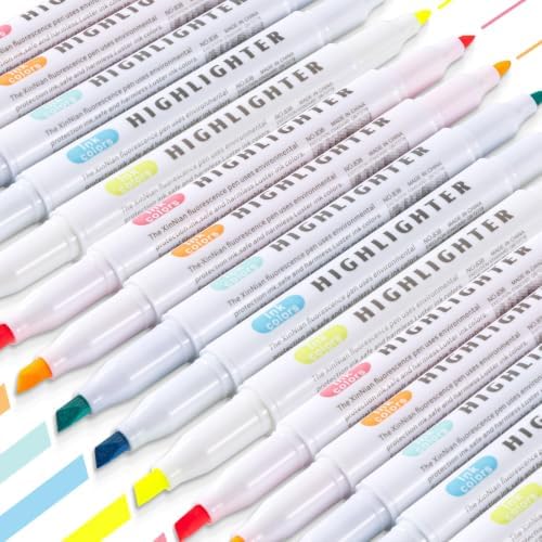 30 Count Dual-Tip Highlighters, 5 Pastel Colors Fine & Bold Tip, Quick-Dry Non-Bleeding Highlighter Markers for Bible Journaling,School,Office,Notes (5 colors*6pcs highlighters)