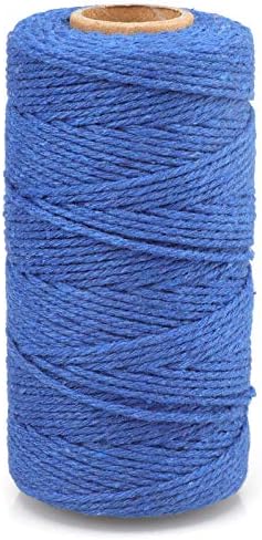 jijAcraft Blue Cotton String, 328Ft Butcher String, 2MM Craft Twine, Soft Cooking Twine, Cooking Natural Cord for Graduation Gift Wrap, DIY Crafts, Home Decor