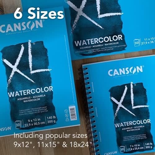Canson XL Series Watercolor Paper Pad, 9" x 12", 30 Sheets/Pad, 6 Pads