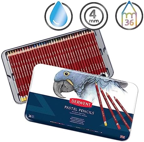 Derwent Pastel Pencils, 4mm Core, Metal Tin, 36 Count (0700307)