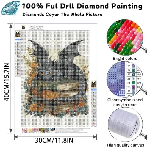 Dragon Diamond Art Kits for Adults, Diamond Painting Kit 12×16 inch