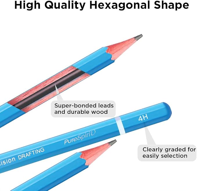 Sketch Pencils for Drawing 4H, 12pcs Professional Art Drawing Pencils for Shading, Sketching & Doodling | Graphite Pencil for Artists & Beginners
