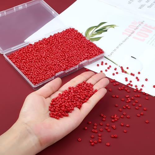 ZHIYUXI 3000Pcs 4mm Red Glass Seed Beads for Jewelry Making