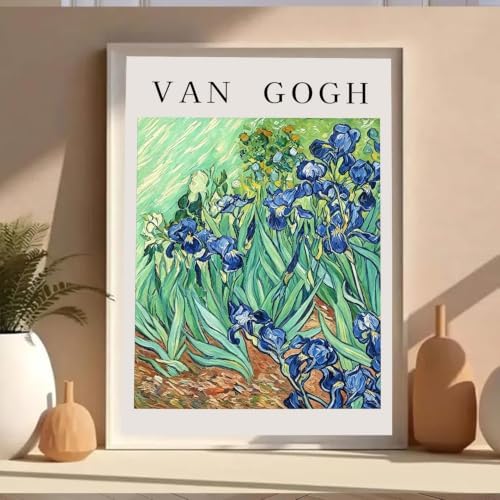 VeGuude Diamond Art Kits for Adults, Full Drill Van Gogh Irises Diamond Painting Kits for Beginners, DIY Full Rhinestone 5D Diamond dots (Gemstone Craft), Home Wall Decoration (12x16 inch)