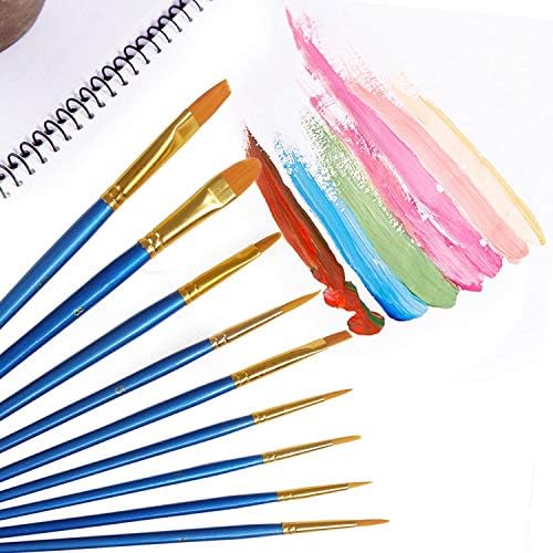 Acrylic Paint Brush Set, 5 Packs / 50 pcs Nylon Hair Brushes | All Purpose Oil Watercolor Painting Artist Professional Kits