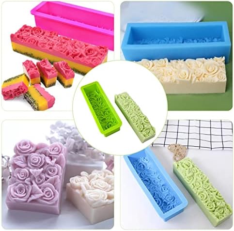 PH PandaHall Rose Loaf Mold, Flower Silicone Mold 3D Embossed Crafts Mold Soap Molds Rectangle Resin Casting Molds for Handmade Craft UV Resin Soap Candle Making, 9.8x3.2x2.1inch 650ml/22oz