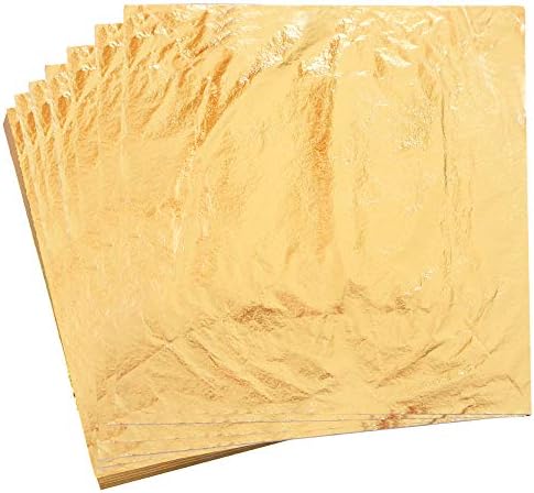 YongBo Gold Leaf Sheets, 100 pc 5.5" Gold Foil Paper for Arts Craft, Painting, Gilding, Slime, Nail Design, Furniture Decoration