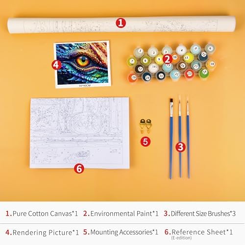 TUMOVO DIY Paint by Number for Adults Dragon Eye Paint by Numbers Kits