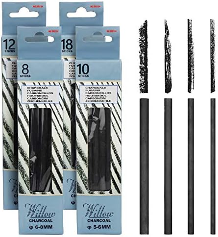 MyLifeUNIT Willow Charcoal Sticks, 4 Pack Vine Charcoal Pencils for Artists Drawing (48 PCS)