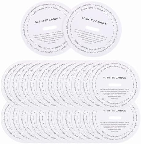 MECCANIXITY 60 Pcs Candle Dust Covers, 7.5cm/3" Round Printed White Candles Drip Protectors Lid Accessories for Craft Fragrance Making Jars Boxes Packaging, White