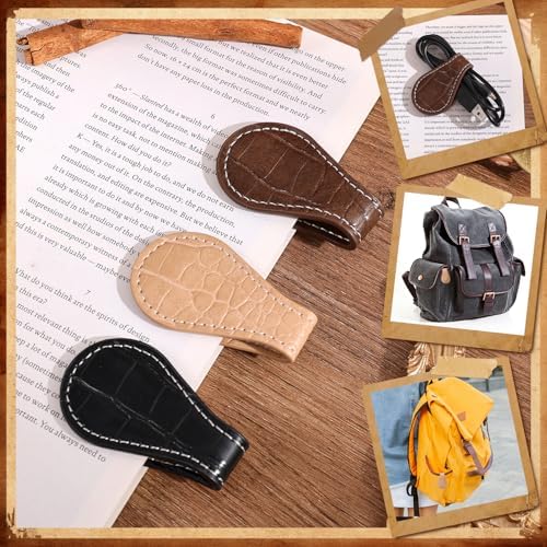 3PCS Vintage Magnetic Leather Bookmark, Leather Magnetic Bookmarks for Women, Magnetic PU Bookmarks Clip Book Accessories, Lychee Pattern