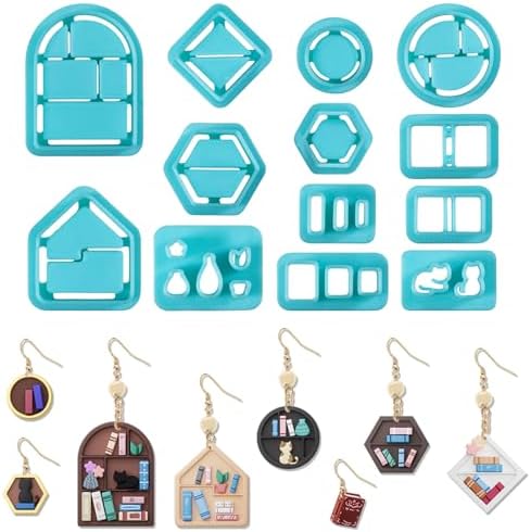 ORIGACH 13 Pcs Mini Bookshelf Polymer Clay Cutters Set