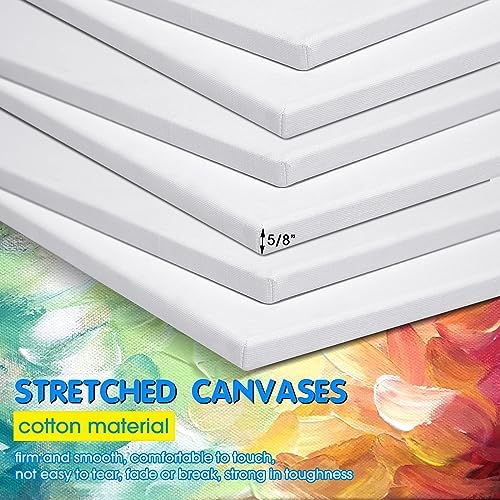 Sherr 6 Pcs 48 x 36 Inch Large Canvas for Painting Cotton Stretched Canvas Blank White Canvases Triple Primed Painting Profile Blank for Watercolor Acrylics Oil