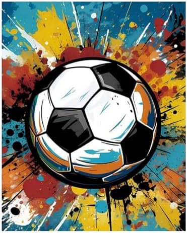 Reivworl Soccer Paint by Numbers Kit for Adults Beginner, 16" Wx20 L Soccer Paint by Number for Adult, Acrylic Painting Kits with Canvas for Gifts and Wall Decor