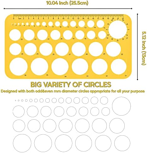 RZDEAL Circle Round Stencil Template Artist Design Drawing Aid Tool (Diameter from 1 mm to 37 mm)
