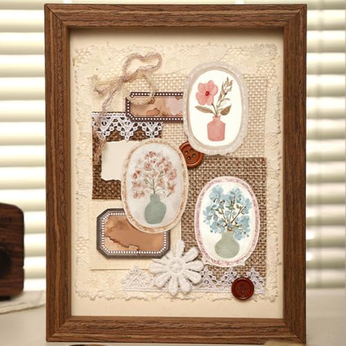 45Pcs Vintage Flower Stickers for Scrapbooking Stationary Decorative Sticker Plant Floral Sticker Scrapbook Stickers for Journaling Journal Supplies Wildflower Decal Gift Box Seal Decals for Crafts