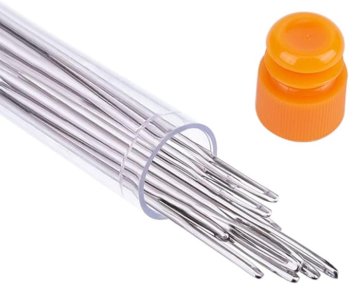 JNENERY 23 PCS Large Eye Sewing Needles, 2.36in Sewing Sharp Needles | Leather Embroidery Thread Needle, Stainless Steel Yarn Knitting Needle with a 3.3in Plastic Bottle
