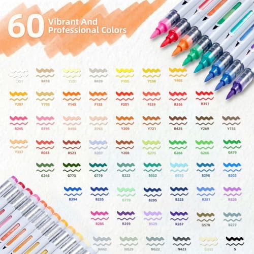 Acrylic Paint Markers with Flexible brush tip, 60 colors Acrylic Paint Pens