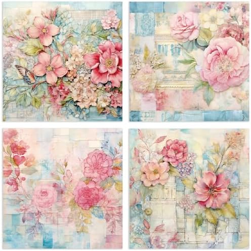YASMEN Flowers Scrapbook Paper Pad, 6x6 Single-Sided Valentine Cardstock Paper Pad for Card Making, Journals, Planner, DIY Envelopes, Greeting Cards, Decorative Art Craft -24 Sheets
