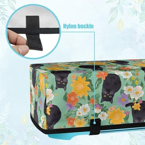 Binienty Black Cat Flowers Cutting Machine Dust Covers, Cute Animal Print Scrapbooking Die-Cut Machine Protector Universal for Most Standard Cutting Machines, Housewarming Gifts
