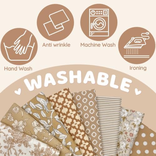 Aubliss 8pcs Fat Quarter Fabric Bundles (100% Cotton - 20'' x 20'')