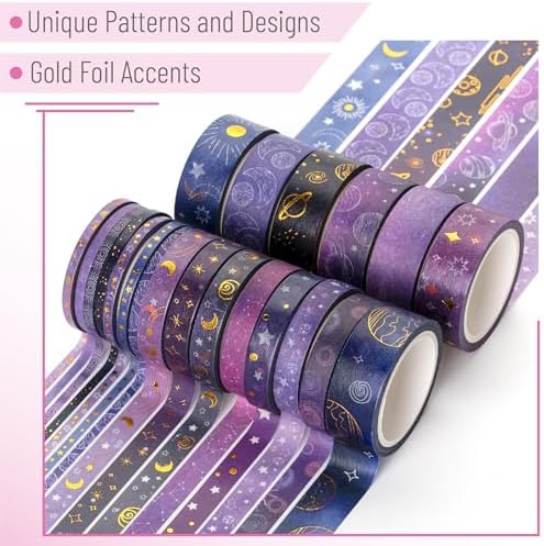 Mr. Pen- Washi Tape Set, 21 Rolls, Assorted Sizes, 5.5 Yards/Roll | Washi Tape for Scrapbook, Arts, Crafts, Journals and Planners, Outer Space Design