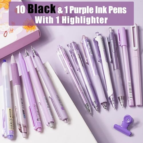 Four Candies Purple Pens, Black Gel Ink, Lavender - 12ct, 0.5mm Fine Point