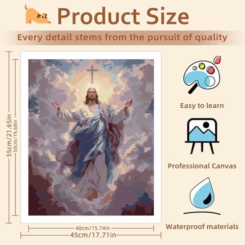 Reivworl Jesus Paint by Numbers Kit for Adults, Jesus Paint by Number for Adults, Painting by Number Kits for Gifts and Wall Decor 16x20Inch