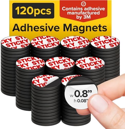 Sticky Flexible Adhesive Magnets for Crafts, 0.8"x0.08" (20x2mm), 120 pcs