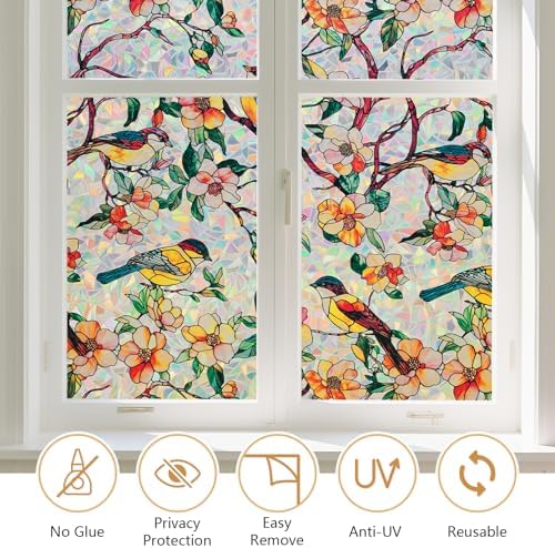 Kromapolis Window Privacy Film, Stained Glass Sticker, 29.5" x 157.4"