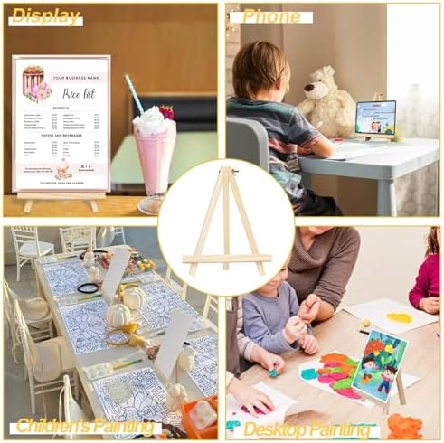 Mini Easels 6 Pack, Small Easels for Painting 24cm/9 Inch, Folding Design, Small Easel with 6 Palettes and 30 Brushes, Suitable for Outdoor Painting Party