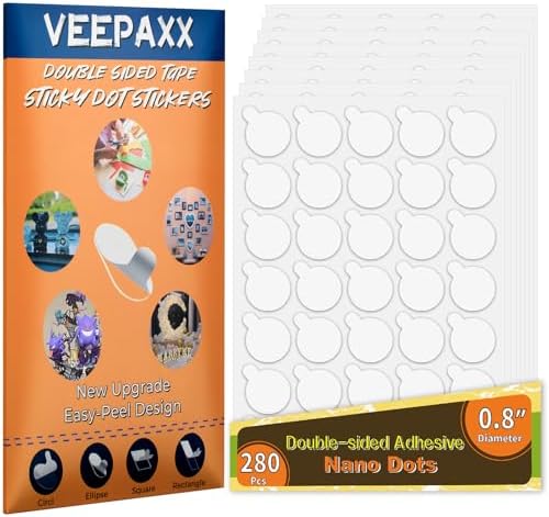 280Pcs Double Sided Adhesive Dots, Removable Clear Dots Sticky Tack, Waterproof No Trace Dots Adhesive Putty for Wall Hanging Crafts, Balloons Party Decorations Poster Picture Festival Decoration 20mm