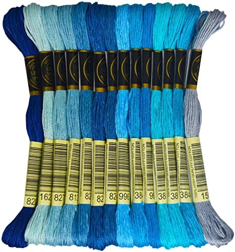 Embroidery Floss - Cross Stitch Threads - Friendship Bracelets Floss - Crafts Floss - 14 Skeins Per Pack Embroidery Floss, Electric Blue Gradient
