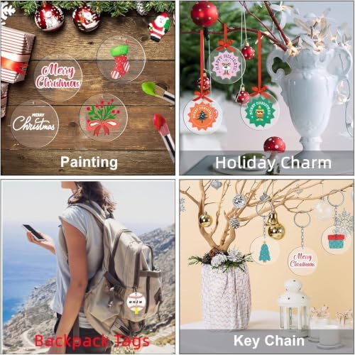 Round Acrylic Keychain Blanks 2 Inch Circle Blanks with Hole | 100 Pcs Clear Acrylic Discs, For Keychains Ornament, Painting and Vinyl Crafts Projects