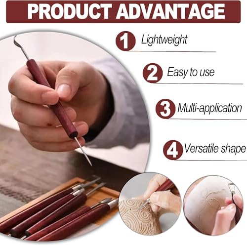 LINPHCEY 6-Piece Clay Sculpting Tools Set Perfect for Polymer Air Dry Modeling Clay Beginners & Professionals Ideal for DIY Pottery & Ceramics Tools for Clay Sculpting & Crafting