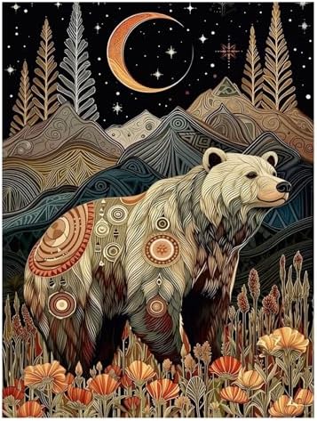 AUKELHJ Bear Diamond Art Kits for Adults, Diamond Painting, 12x16 Inch