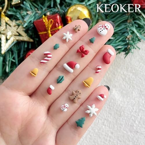 Keoker Mini Polymer Clay Cutters Christmas, 10 Shapes Christmas Clay Cutters for Polymer Clay Jewelry 3 Sizes(Micro. Mini, Small), Decoration to Make Winter Earrings