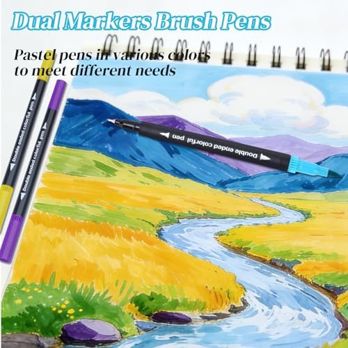 120Colors Art Markers for Adults, Fine Tip & Brush Pen Set for Coloring Books, Drawing, Watercolour Markers Pens, Artist Markers