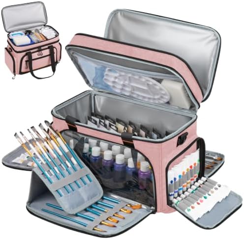 2 Layer Acrylic Paint Storage Bag for 32 Bottle(2 oz) Acrylic Paint