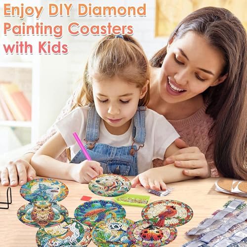 ijbnhd 8 PCS Animals Diamond Art Coasters Kit