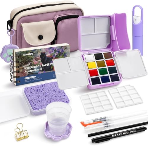 Travel Watercolor Set - 12 Color All-in-One Portable Kit
