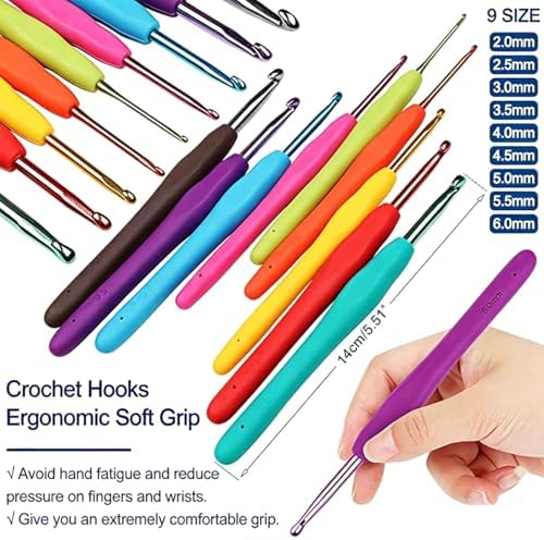 Hntess 118Pcs Crochet Kit for Beginners, Premium Knitting & Crochet Supplies Set with 12 Yarn Spools, 21 Crochet Hooks, 6 Sewing Needles & Storage Case, Complete Starter Crochet Kit for Adults