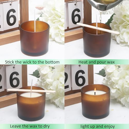 MILIVIXAY 20 Pack 4 OZ Frosted Amber Glass Candle Jars with Lids and Candle Making Kits - Bulk Small Empty Candle Jars for Making Candles - Spice, Powder Containers.