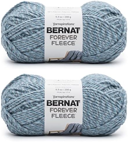 Bernat Forever Fleece Soft Yarn for Crocheting, Blue Wave, 2-Pack