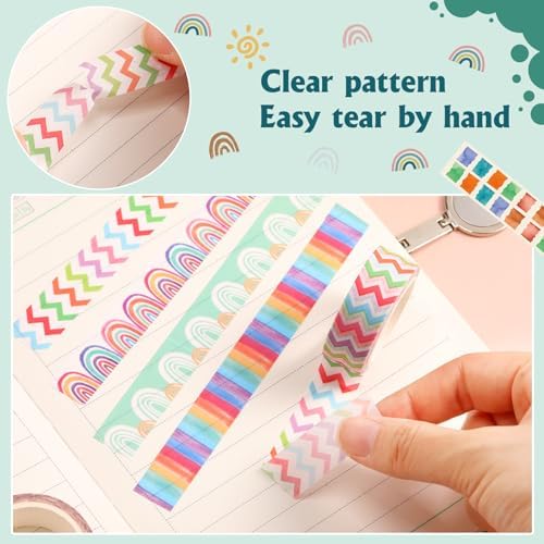TaoBary 33 Rolls Washi Tape Set, 15mm Holiday Seasonal,Rainbow Style