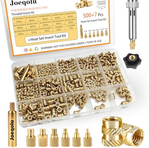 507Pcs SAE Brass Threaded Inserts with Tools for 3D Printing