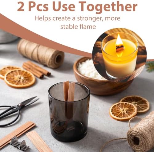40Pcs Wood Candle Wick Kits for Candle Making, 5.0x0.5 Inch